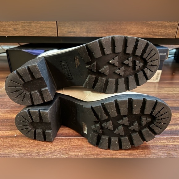 🌿SALE🌿ESPRIT Ivory Leather Lace-up Winter Heeled Combat Boots Faux Fur 9.5 - Picture 13 of 15